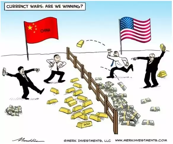 Currency wars cartoon by Merk Investments, LLC