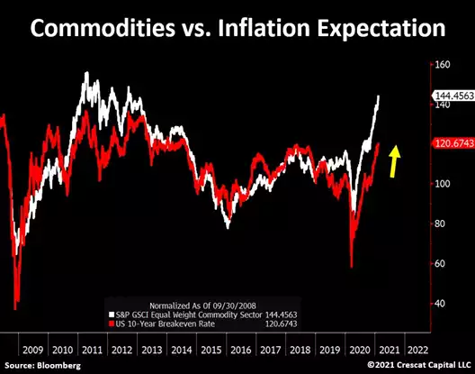 commodities vs inflation expectation