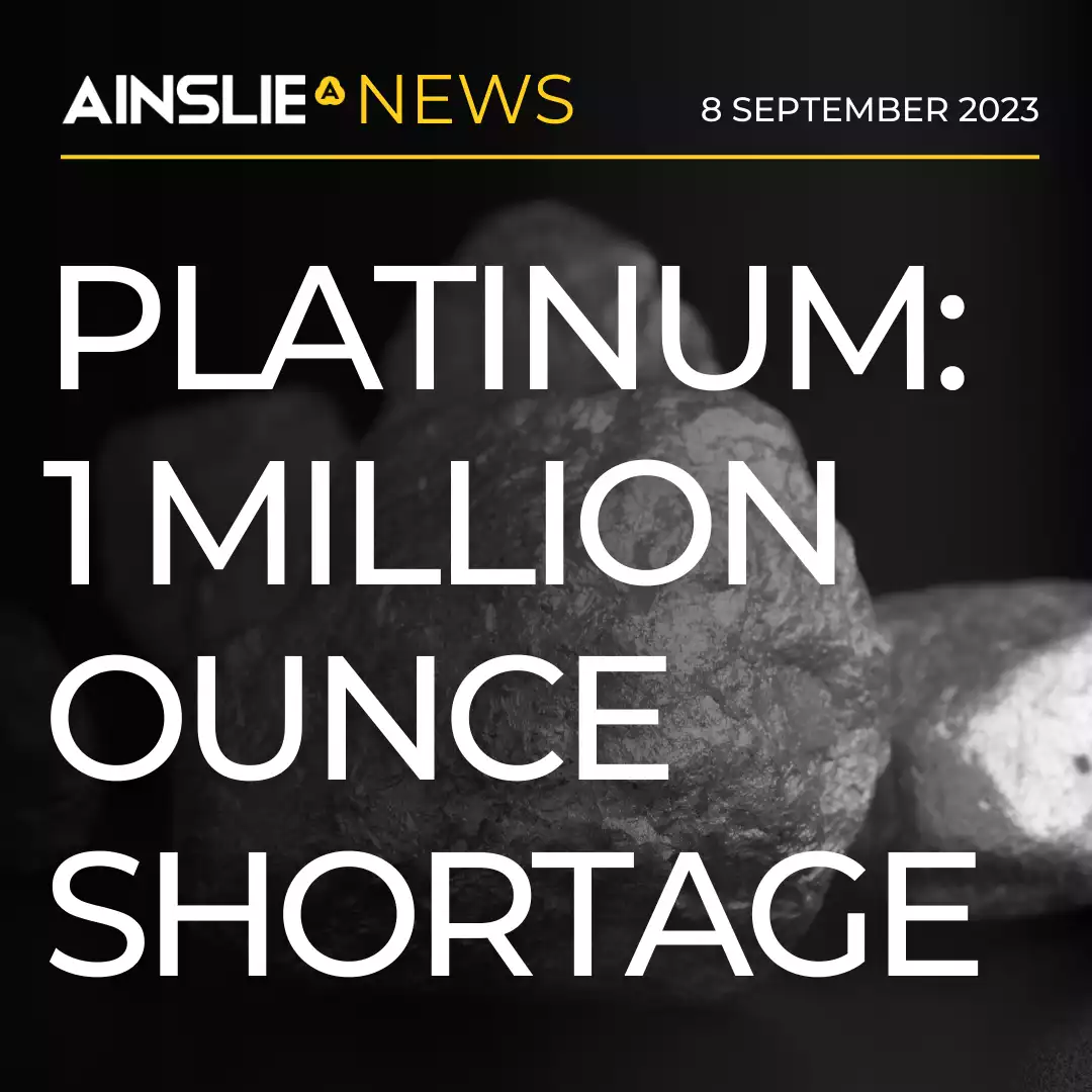 Platinum 1 MILLION Ounce Shortage in 2023 Ainslie Bullion