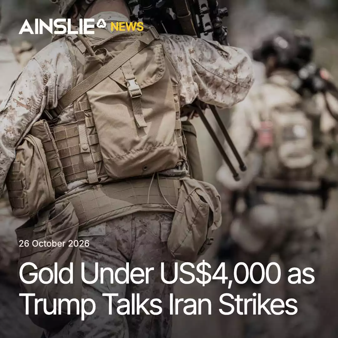Gold Under US$4,000 as Trump Talks Iran Strikes